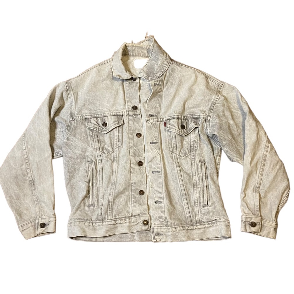 Vintage Levi’s Acid Wash Naturally Distressed Denim Trucker Bomber Jacket